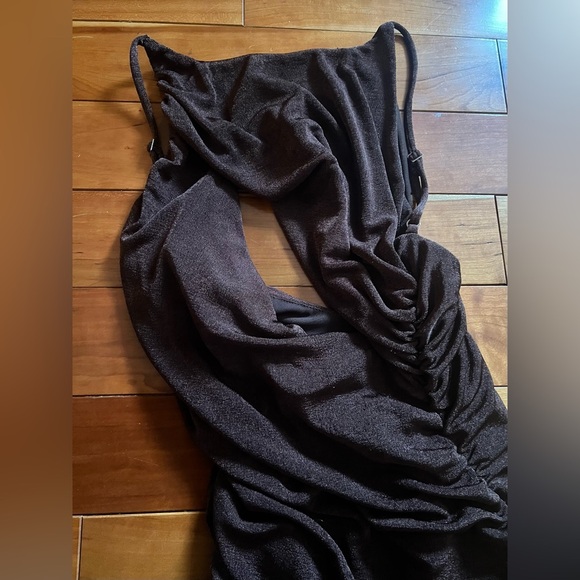 NBD revolve Brown ruched fitted slit dress maxi sexy night out holidays chic - Picture 8 of 12